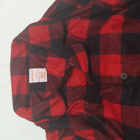 New! Kids' 2pc Button Up Pajama Set Buffalo Check - Cat & Jack™ Red M - Picture 3 of 16